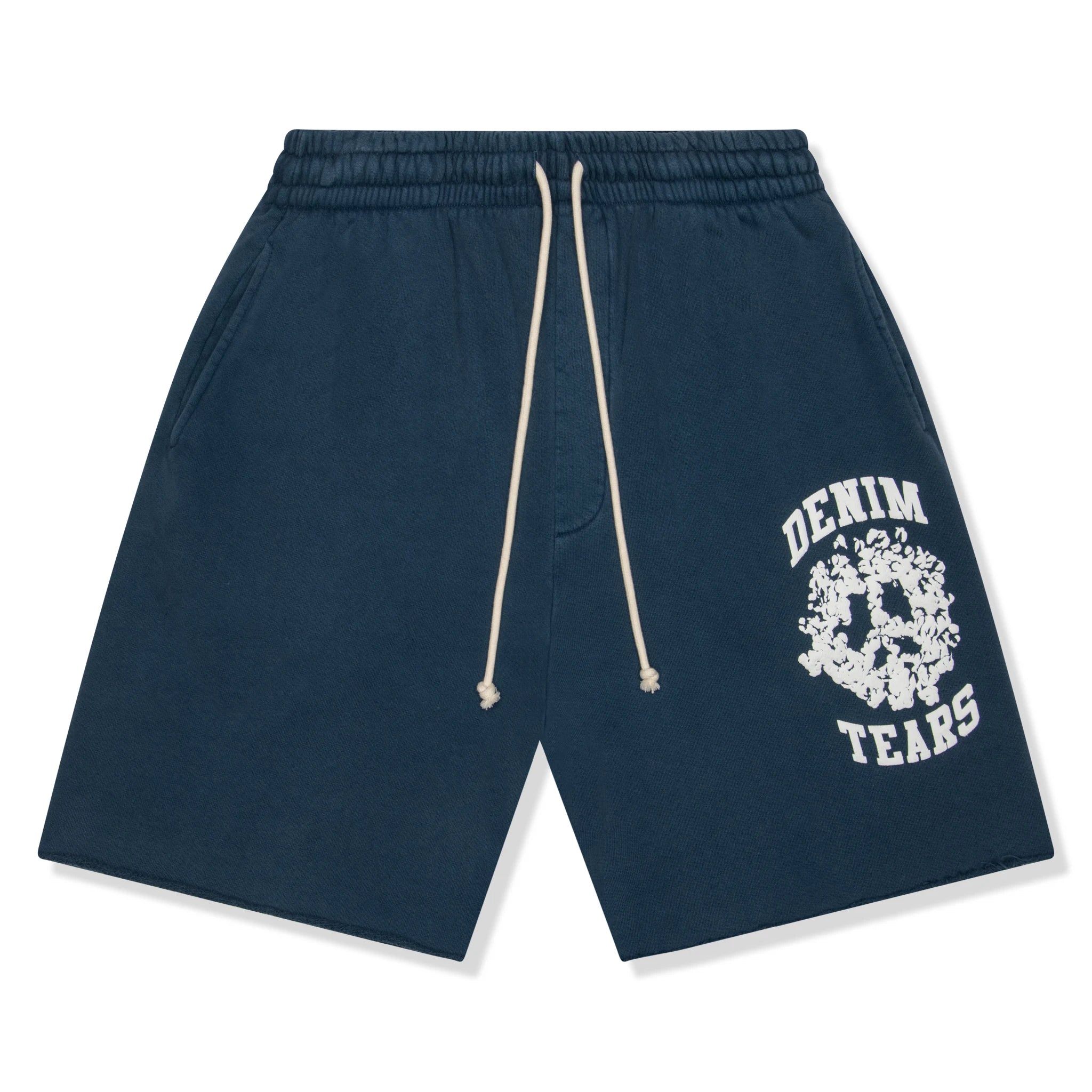 Front view of Denim Tears University Navy Shorts